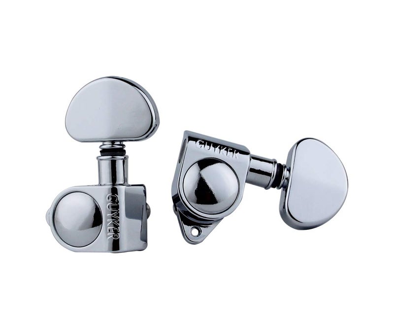 Guyker Guitar Machine Heads (3L + 3R Handed) â€“ 1:21 Sealed Tuners Tuning Key Pegs with Big handle Replacement for Electric, Folk or Acoustic Guitars â€“ Chrome, GK102C - Image 3